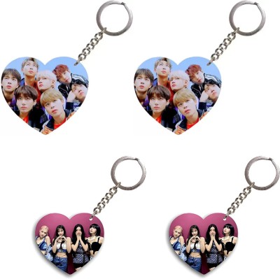 Convay BTS Gang Photo Heart Shape Key-Chain set 4 Key Chain