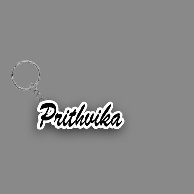 SY Gifts SYG Prithvika Name Keychain White And Black Key Chain