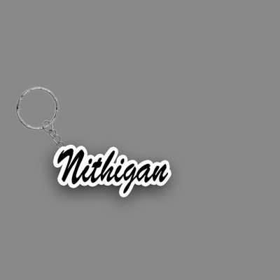 SY Gifts SYG Nithigan Name Keychain White And Black Key Chain