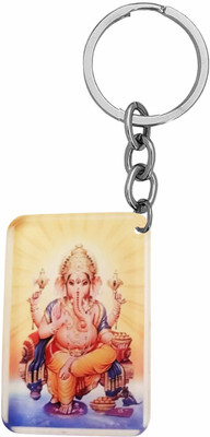 M Men Style Religious Lord Shri Ganesha/Ganpati Keyring Keychain Orange SKey2025253 Key Chain