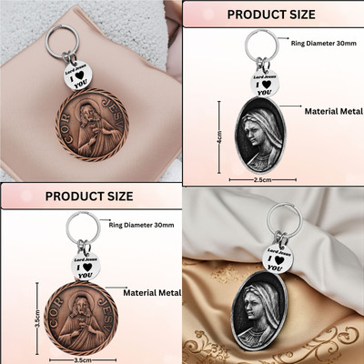 The Men Gift Lord Jesus Keychain Combo– Sacred Heart Religious Keyring Set ShivkeyCom623-643 Key Chain