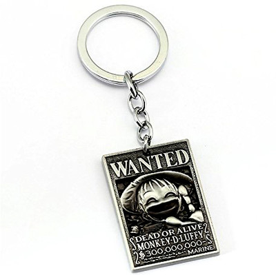 RV Mart Anime One Piece Wanted Grey Metal Keychain Key Chain Car Bikes Key Ring Key Chain