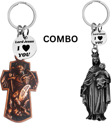 The Men Gift Double-Sided Lord Jesus Combo Keychain – Mother Merry Key Ring Medal Com650-655 Key Chain