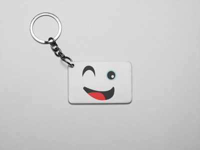 Rushaan Wink Emoji- Printed Acrylic Keychains(Pack Of 2) Key Chain