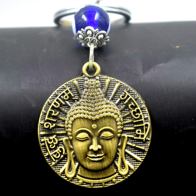 AFH Buddham Saranam Gachhami Metal Bronze Evil Eye Protection Keychain Car and Bike Key Chain