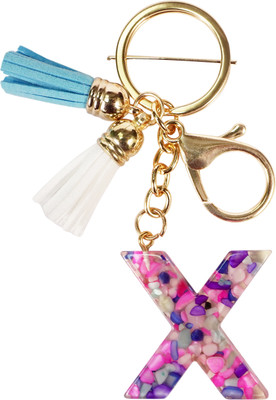 CRAFT STUDIO Mix Stone Resin Alphabet X Initial letter keychain for Boys & Girls Key Chain