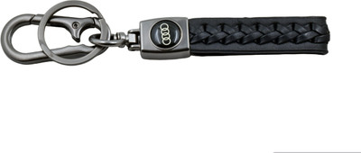 Techpro Rope Long Leather & Metal Finish AUDI Stylish Keyring with Hook for Men & Women Key Chain