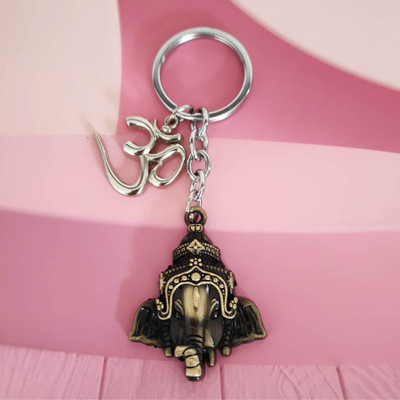 M Men Style Decorative Lord Shree Ganesh And Om Metal Car Bike Gift Key Chain