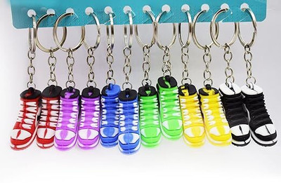 WHITE POPCORN Shoes Shape Boys/ Girls Design Keyrings/ Keychains for Kids (Set of 12) Key Chain