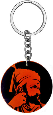 AFH Chatrapati Shivaji Maharaj Orange Crystal Acrylic Keychain for Men and Women Key Chain