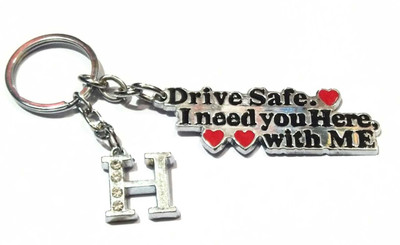 Meeko.com Keychain-DRIVE SAFE WITH ALPHABET H LETTER / H NAME KEY CHAIN Key Chain