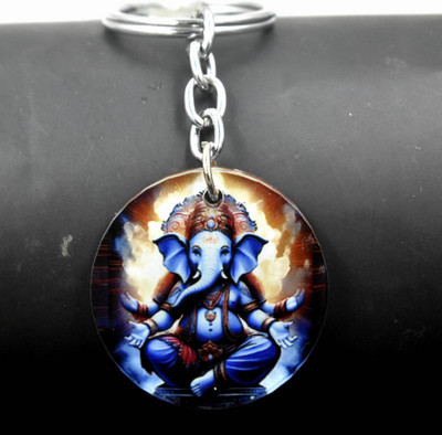 AFH Lord Swayambhu Ganesh Religious Acrylic Keychain for Men and Women Key Chain