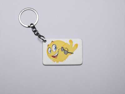 DOGAR ESSENTIALS Happy Emoji removing glasses- Printed Acrylic Keychains(Pack Of 2) Key Chain