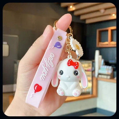gtrp Cute 3D Rabbit Keychain With Charm-A Key Chain
