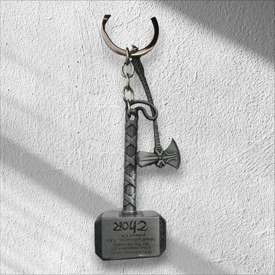 FashionPalace Metal Multicolor Marvel Avengers Infinity War Thor Axe-Hammer & Mjolnir-Hammer Key Chain