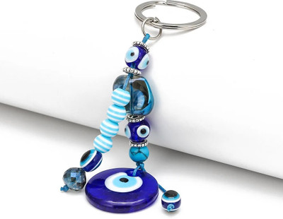 Auto Emporium Hub Round Blue With Crystal Evil Eye Keychain Key Chain