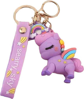 SARASI Silicone Unicorn Key- Chain for Bag/ Door/ Scotty Key-Ring [Pack Of: 1, Purple] Key Chain