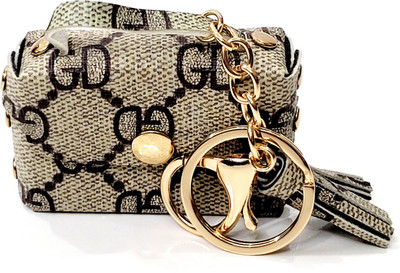 ADOREAL MINI BAG KEYCHAIN WITH GOLD CHAIN JUTE BROWN COLOR FOR CAR BIKE AND GIFTING Key Chain