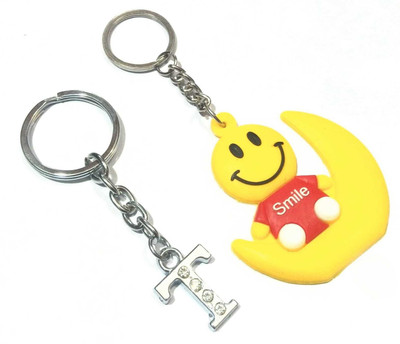 Meeko.com Keychain-ALPHABET T LETTER AND SMILEY KEY RING KEY CHAIN \ Key Chain