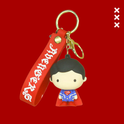 MIKADOECOM . Superman Superhero Keychain – Red Strap with Avengers Text Key Chain