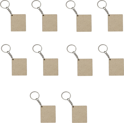Ecomology MDF Cutouts for Art and Craft with Smooth Surface (10 Pcs) 2 x 2 Inch Key Chain