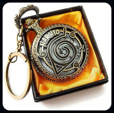 gtrp NARUTO Metal Bronze Antique Pocket Watch Keychain with Roman-A Key Chain