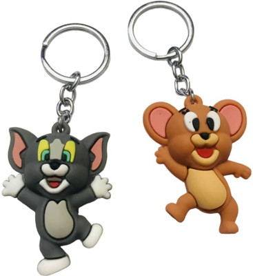 Keychain Tom & Jerry Rubber Keychains – Pack of 2 Cartoon Gift for Bags & Kids Key Chain