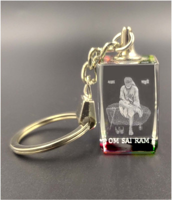 shinde exports Shirdi Saibaba crystal/ Glass 3x1.8cm Key Chain