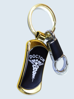 Jdp Novelty Doctors Logos Premium Quality Metal Keychain with Hook Black Gold Colour Key Chain
