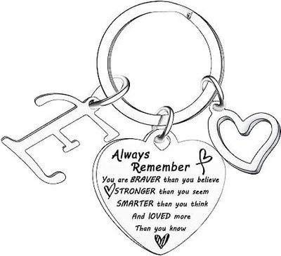 Artisans Crafted E – Heart Keychain with Initial Letter_Inspirational Gifts Key Chain