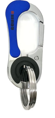 nuira Silver-Blue Metallic Locking Double Ring Premium 3754 Key Chain Key Chain