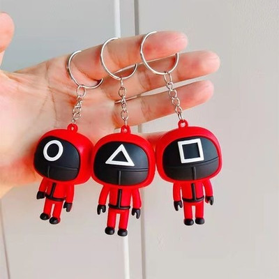 MOOBOO 3D Cute Squi d Game Keychain Character Key Chain with Rubber Lanyard,[3 Unit] Key Chain