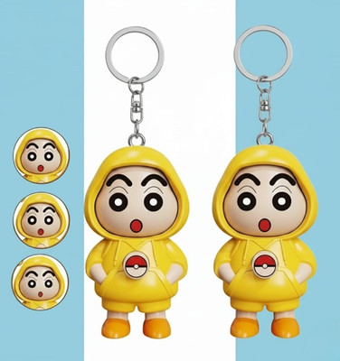 9Up 2 PCS Shinchan Expression Keychain 3 in 1 Mood Change Cute Cartoon Gift Key Chain