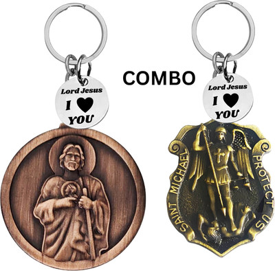 The Men Style Lord Jesus Keychain Combo– Sacred Heart Religious Keyring Set ShivkeyCom629-645 Key Chain
