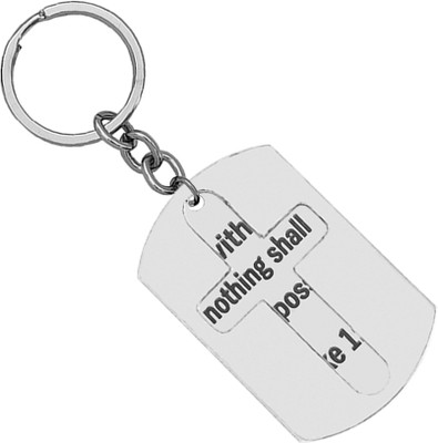 M Men Style Dog Tag Keychain for Men Bible Verse Cross LCSKey202341 Key Chain