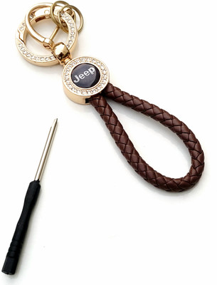 ADOREAL Jeep Keychain And Keyring Brown Rope Golden Ring Key Chain