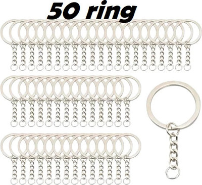 Fanqew Silver 28mm Open Jump Ring Connector Key Case 50 Key Chain