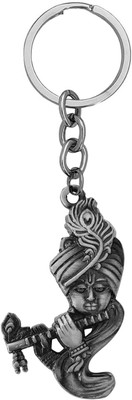 M Men Style Krishna Metal Keychain Divine Flute Playing Design Key Ring SKey2025501 Key Chain