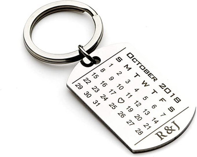 Myurawells Calendar Keychain Anniversary Date Keychain Gift for Couples Key Chain