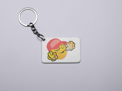 DOGAR ESSENTIALS Puffing Weed Emoji Printed- Printed Acrylic Keychains(Pack Of 2) Key Chain