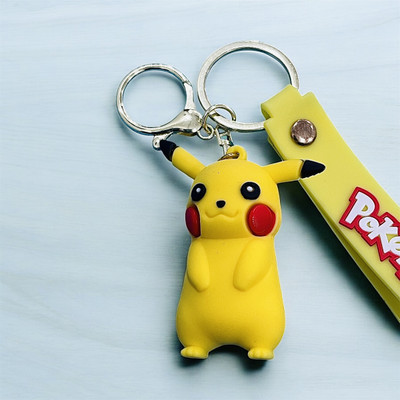 cutieclicks Cute Pikachu 3D Keychain | Pokémon Rubber Keyring with Yellow Strap Key Chain