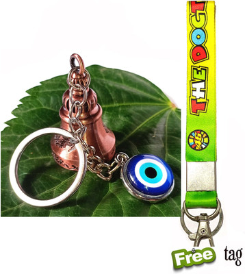 ShopTop Guardian Bell Keychain evil eye with free green VR46 tag Key Chain