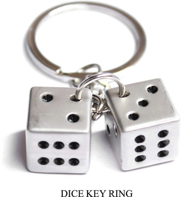 dk printing Ludo Double Dice Metal Keychain (Silver) Key Ring Key Chain