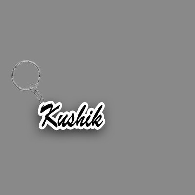 SY Gifts SYG Kushik Name Keychain White And Black Key Chain