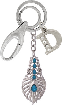 MGP FASHION OMG Lord Mor Pankh Blue Stone Krishna Pendant Keyring Alphabet D Key Chain