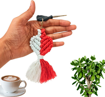 Tailored knots Macrame Handmade Dual Tone Heart Shape Keychain Key Chain