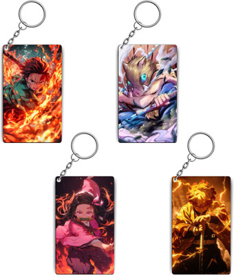 Respite Paradise Demon Slayer Anime Keychains Kit - (Set Of 4 Keychains Style C) Anime Theme Key Chain