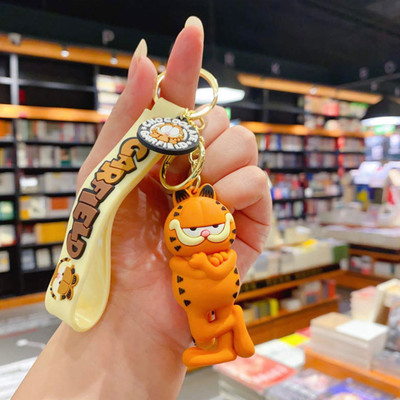 Mubco Garfield 3D Keychain | Strap Charm & Hook | PVC Cartoon Model Toys Gift Key Chain