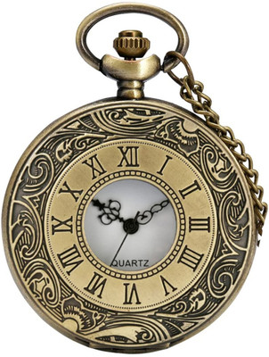 Buko Metal Pocketwatch Numeric Clock Dial Keychain, Antique Finish Key Chain