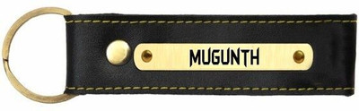 Prihit NEW_Mugunth Name Black Leather Keychain Key Chain